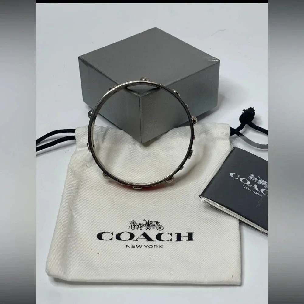 COACH Vintage Y2K Coral Studded Metal Bangle Bracelet